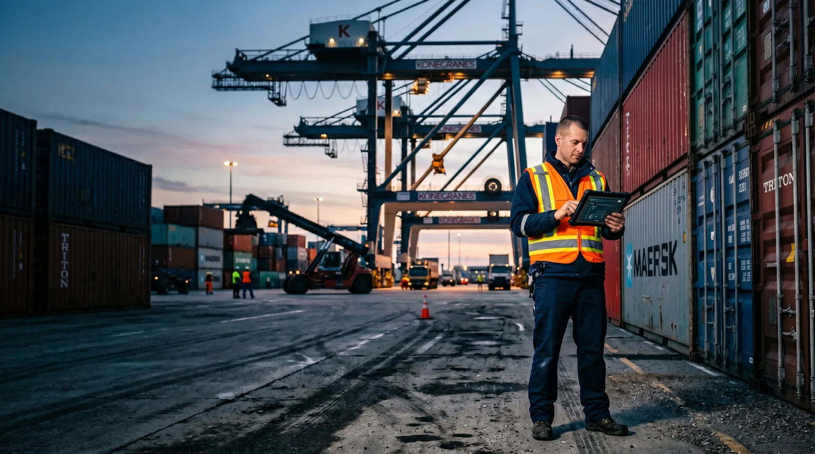 Cargo inspector at a port terminal