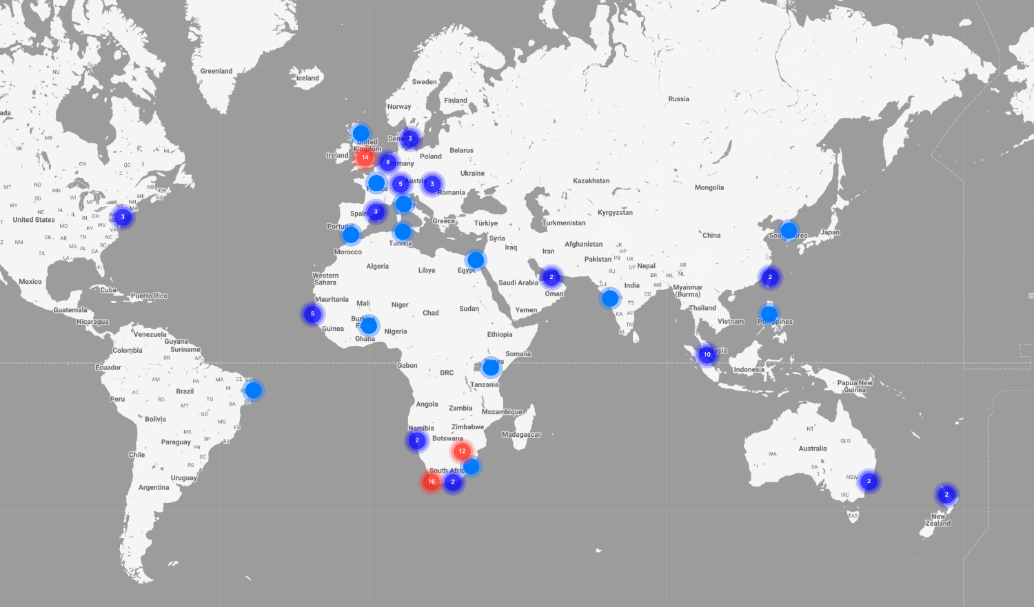 GritCargo dashboard - live consignment map